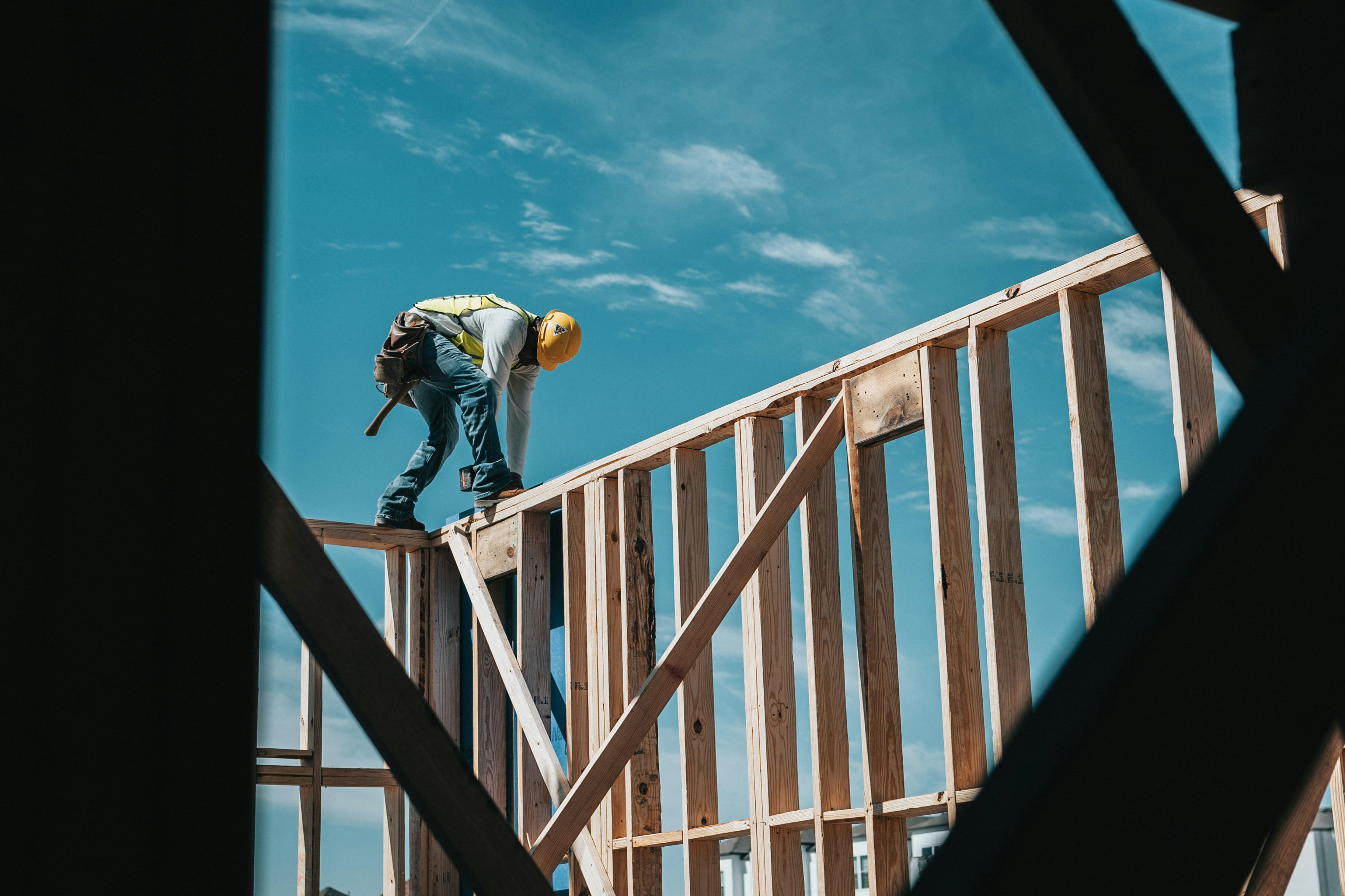 Construction site showing affordable housing development in progress